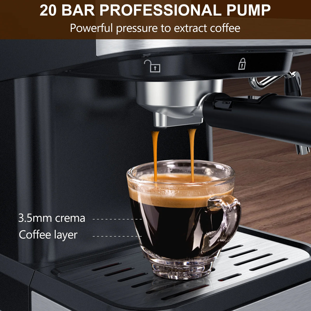 20 Bar Espresso Machine with Milk Frother P400622