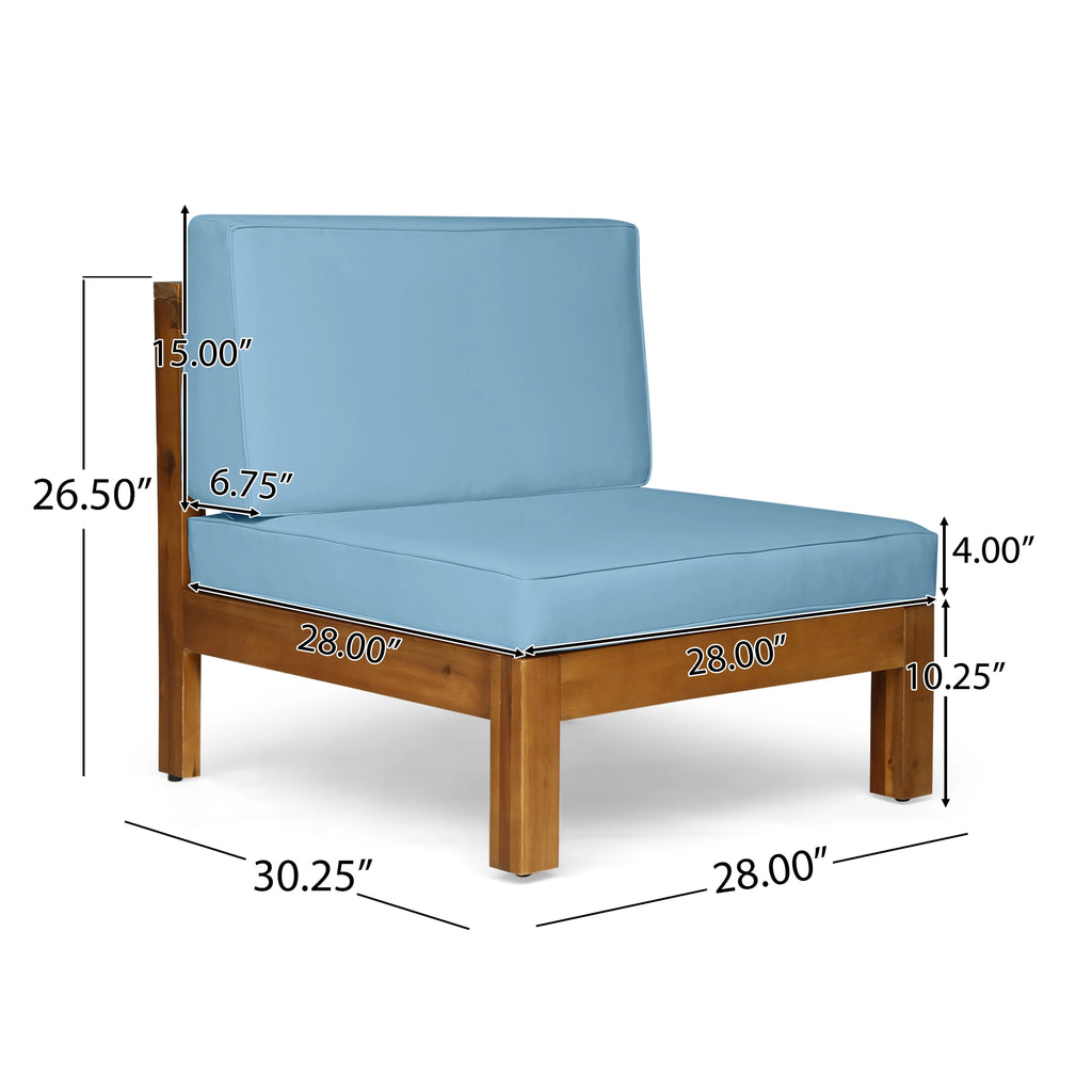 Blue and Brown Outdoor Patio Sectional Sofa with Club Chair Set W16054