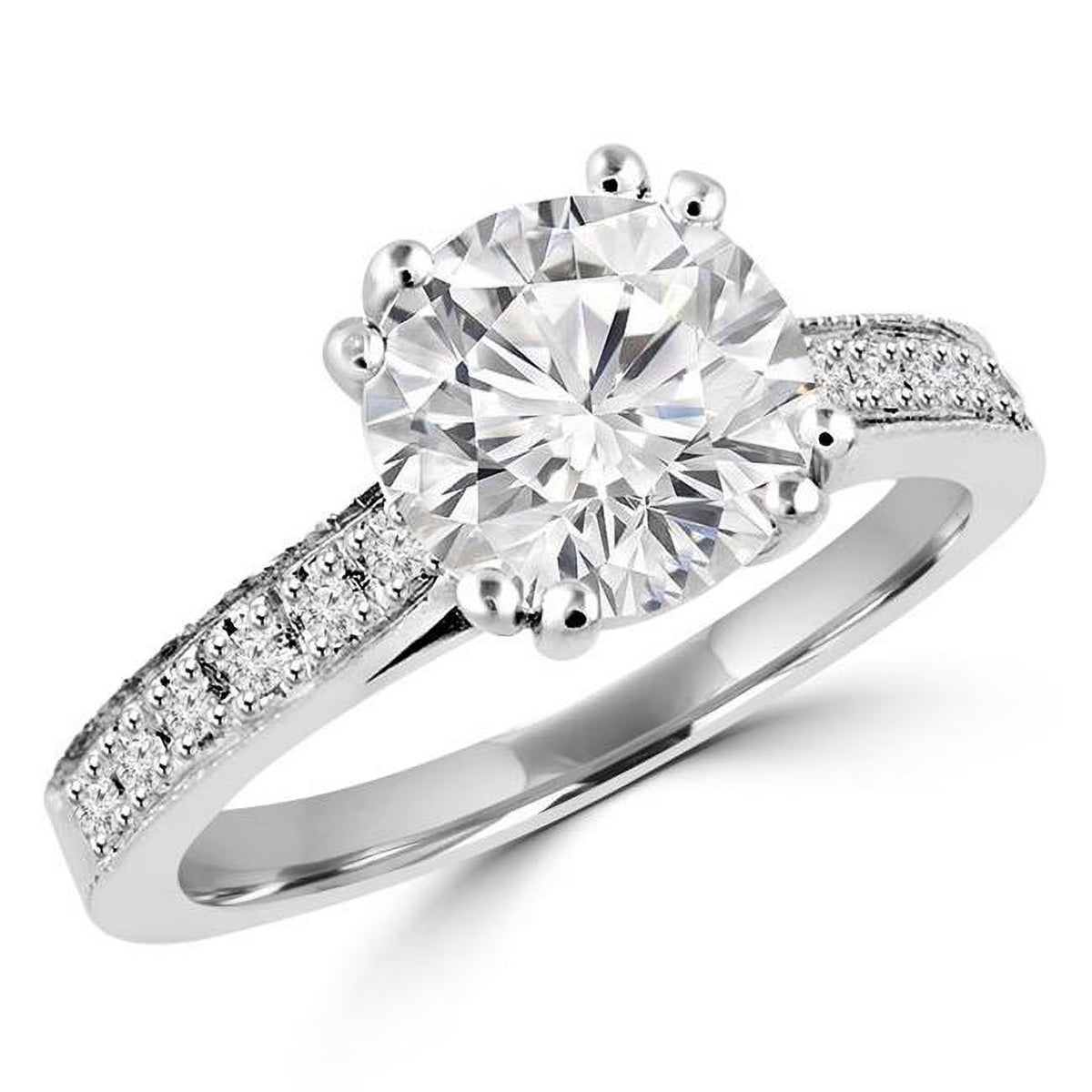 Platinum Double Prong Solitaire Engagement Ring T602