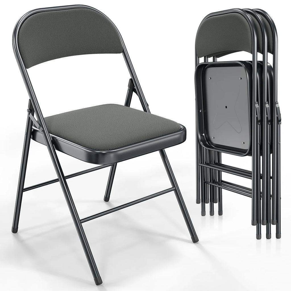 Black Set of 4 Padded Folding Chairs F446