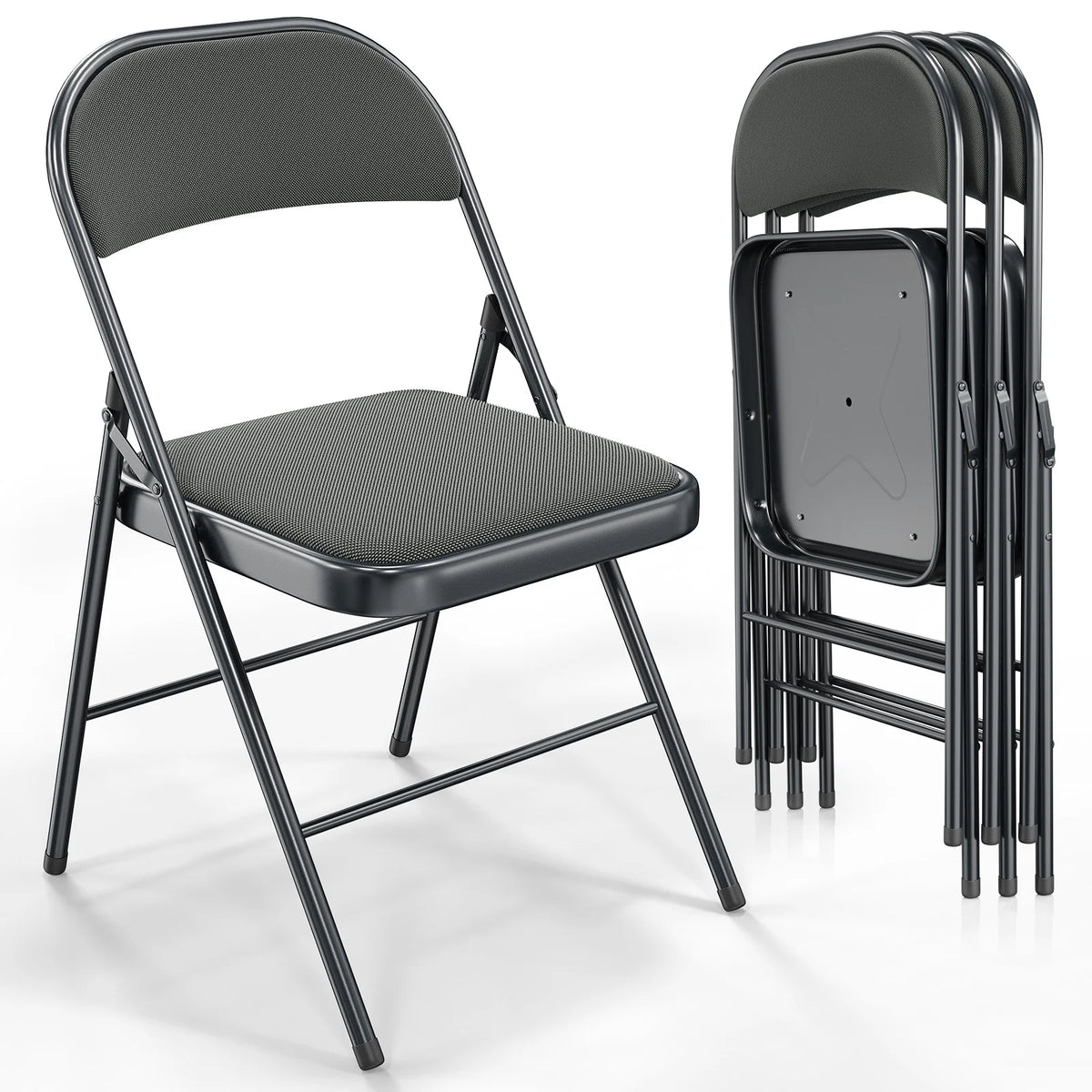 Black Set of 4 Padded Folding Chairs F446