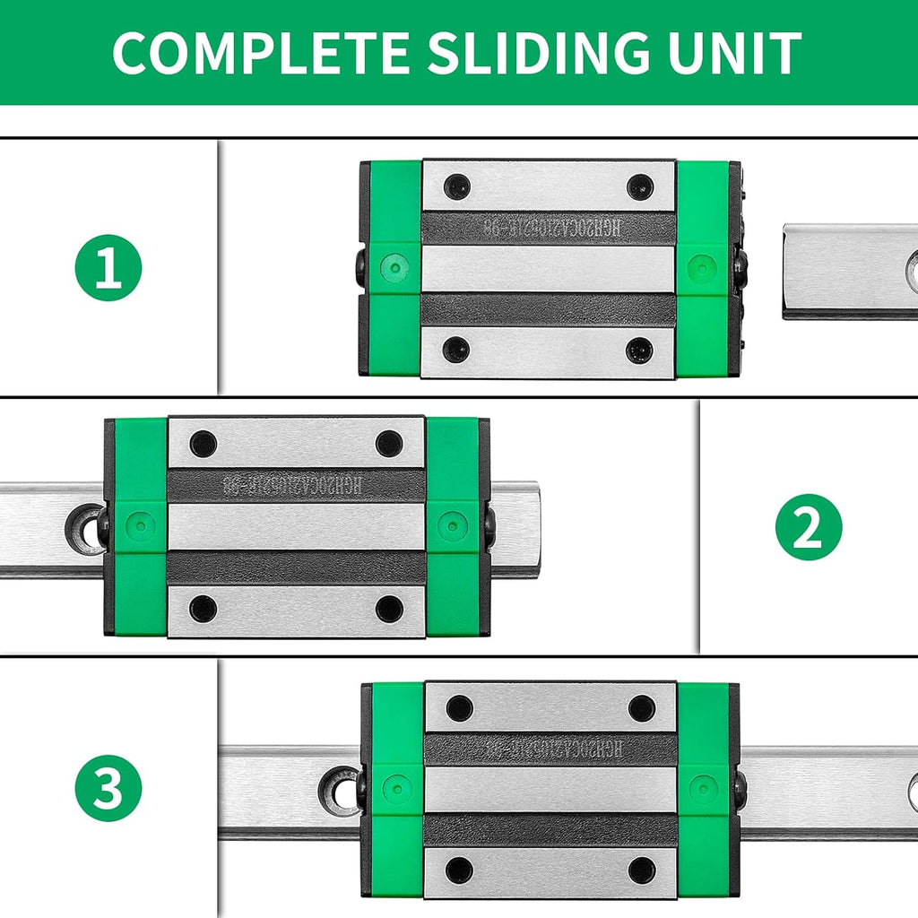 2X Linear Guideway Rail 4X Square Type Carriage Bearing Block Linear Rail Support for 15mm Slotted Bearings Y976399