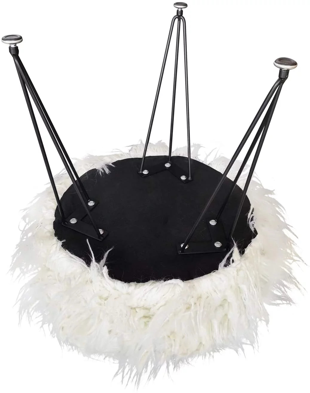 Faux Fur Ottoman Footrest with Metal Legs White G364