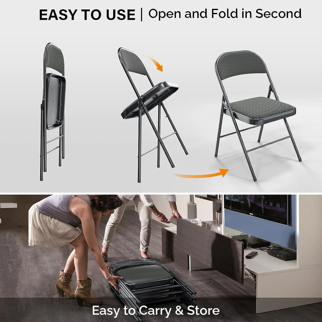 Black Set of 4 Padded Folding Chairs F446