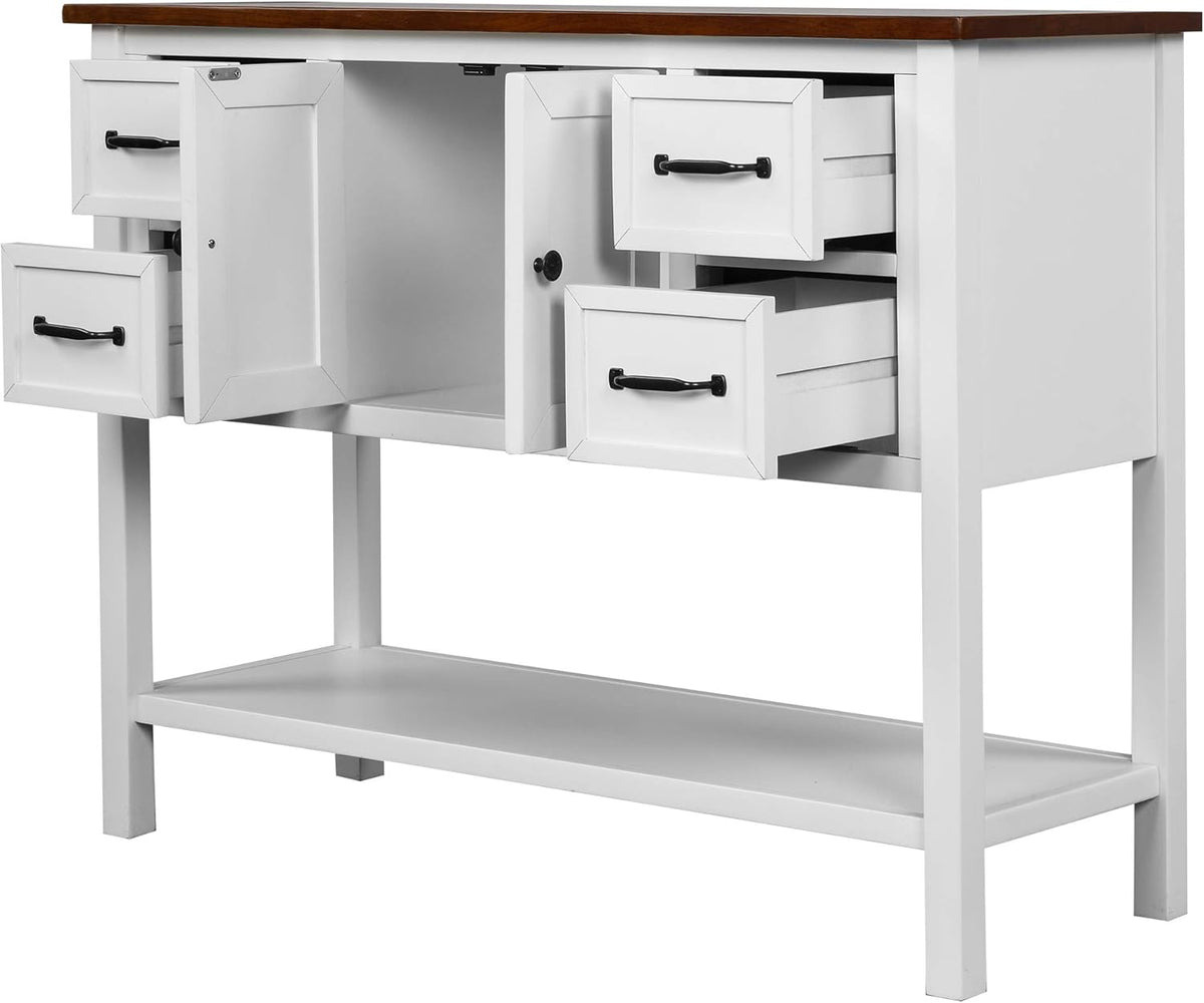 Vintage Console Table with 4 Drawers and Cabinet G389713