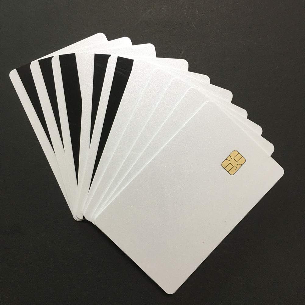 SLE4442 Chip Pearl White PVC Blank Card with Hi-Co Magnetic Stripe -10pcs Y808