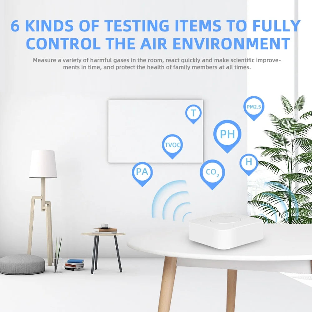 6-in-1 Air Quality Monitor PM2.5 Formaldehyde TVOC CO2 Temperature Humidity Z288368