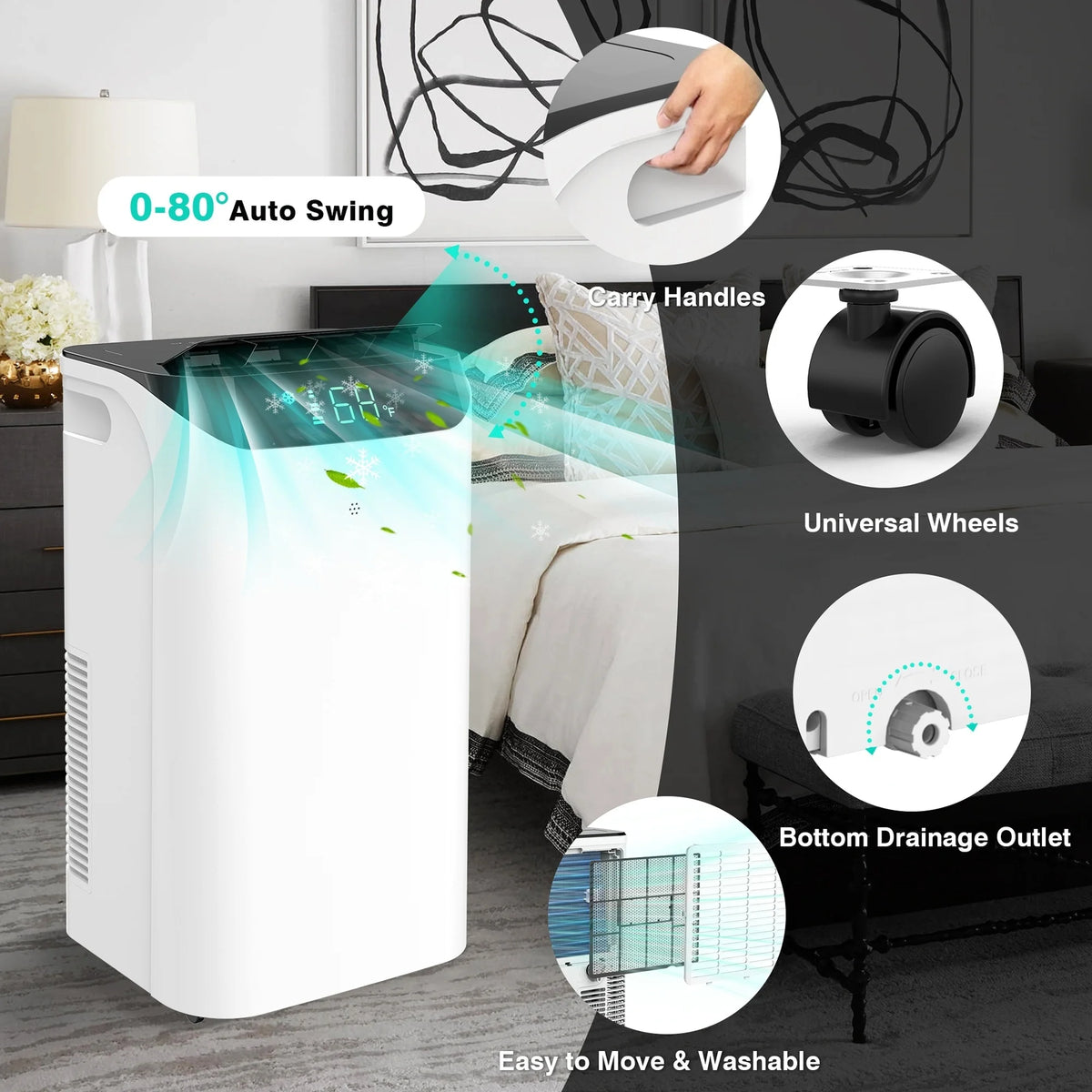 14000 BTU Portable Air Conditioner with Dehumidifier and Cooling Fan Z439919