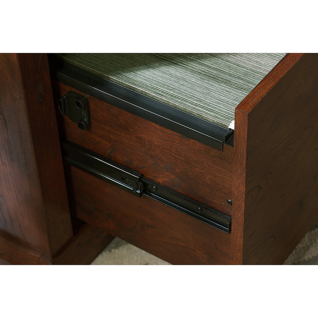 L Desk with Hutch File & Bookcase Antique Cherry Engineered Wood K855031