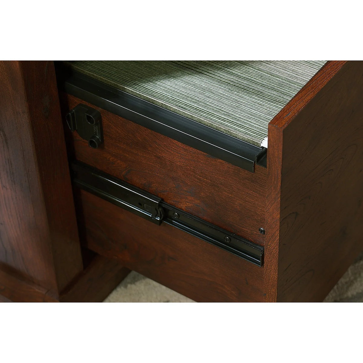 L Desk with Hutch File & Bookcase Antique Cherry Engineered Wood K855031