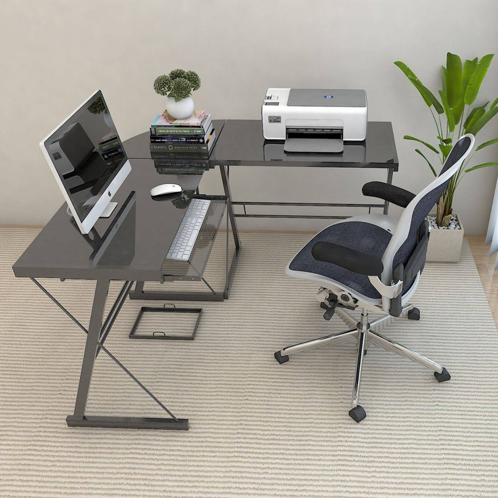 Black 3-Piece Corner L-Shaped Computer Desk P498837