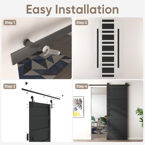 Black 36" x 84" Solid Wood Barn Door with Hardware Kit C835