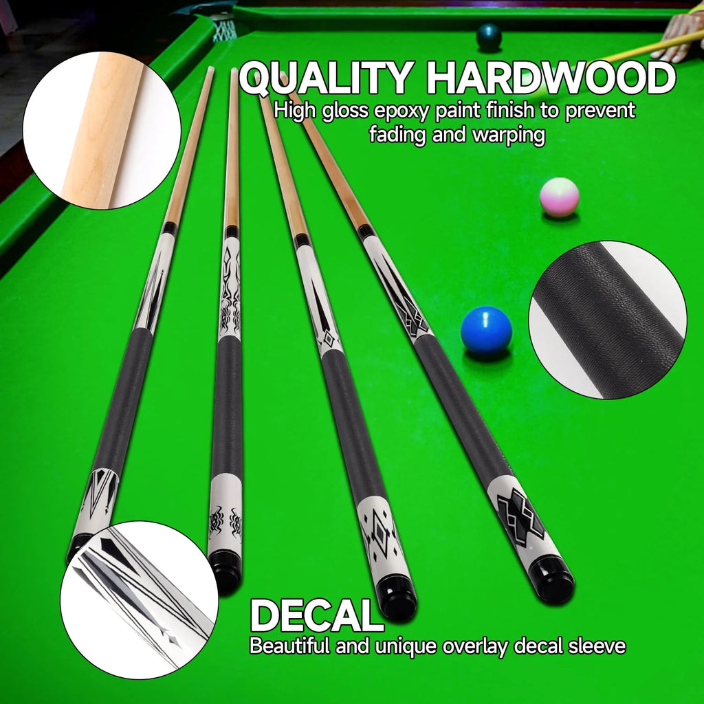 Set of 4 Hardwood Maple Billiard Pool Cue Sticks Y133