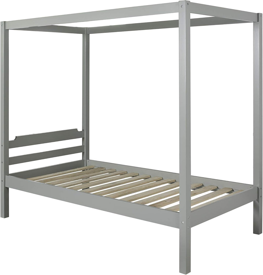 Gray Wood Twin Size Canopy Bed R408635