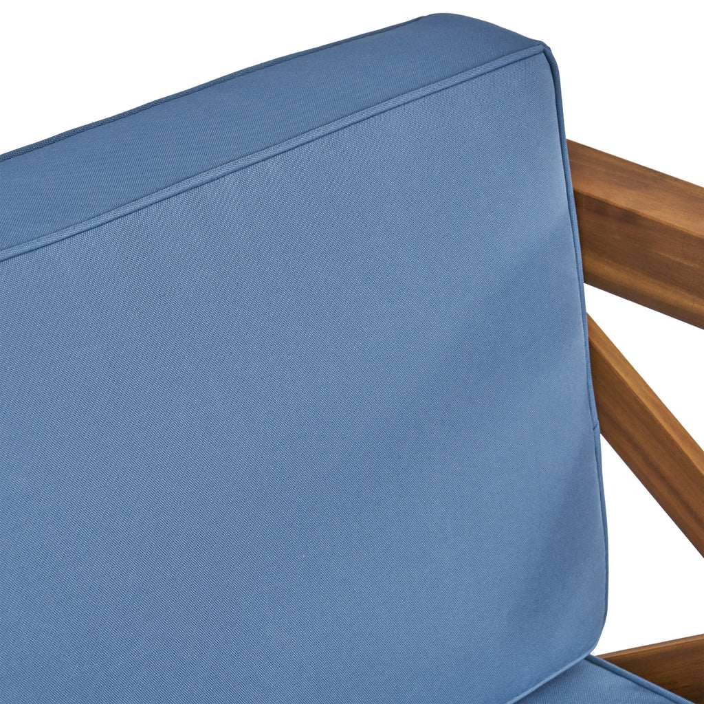 Blue and Brown Outdoor Patio Sectional Sofa with Club Chair Set W16054