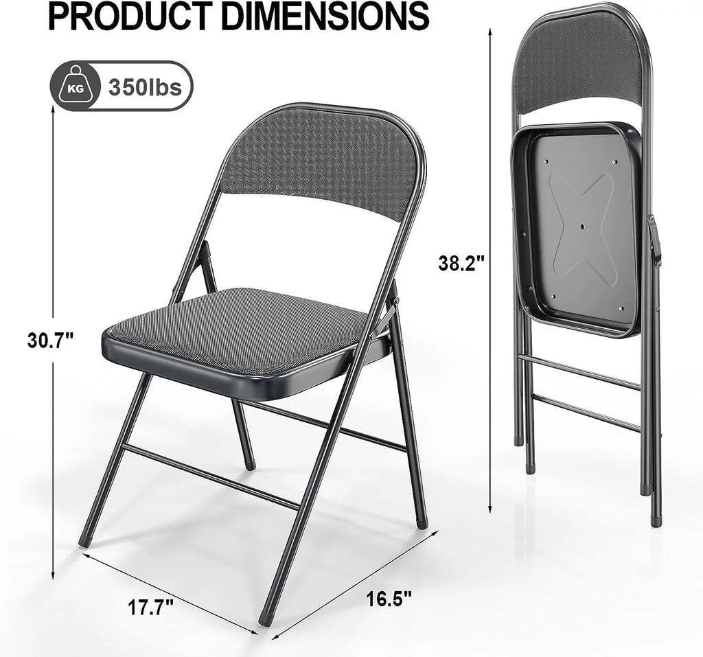 Black Set of 4 Padded Folding Chairs F446