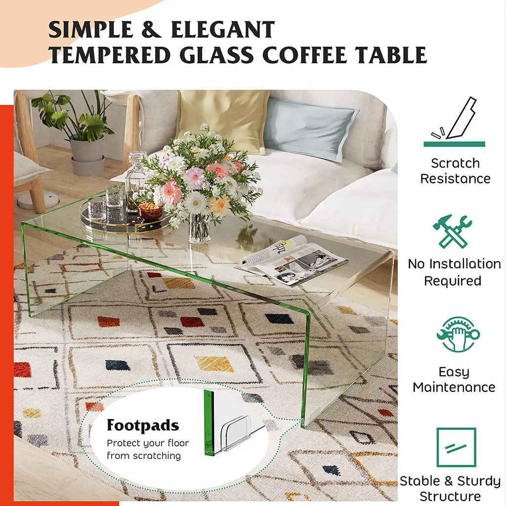 Glass Coffee Table with Smooth Round Edges H9859