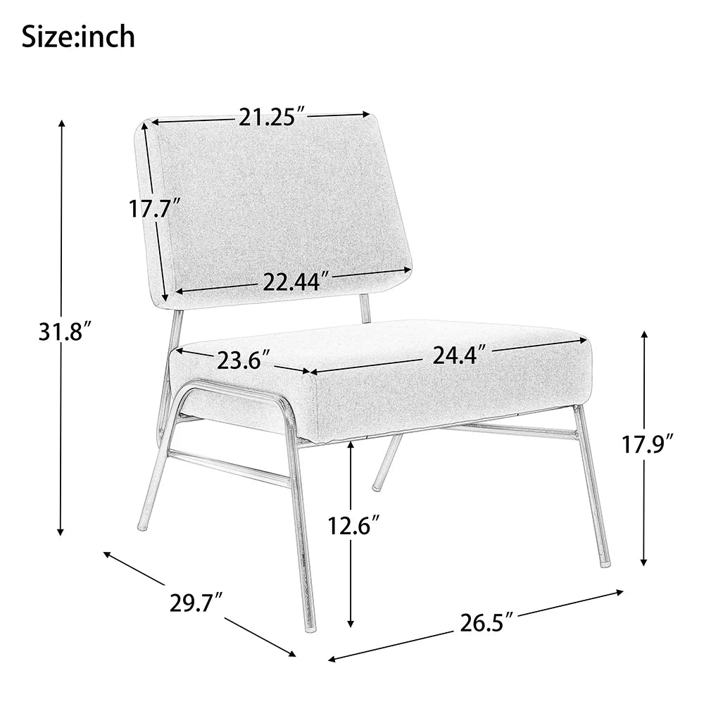 Gray Linen Armless Slipper Chair O2228