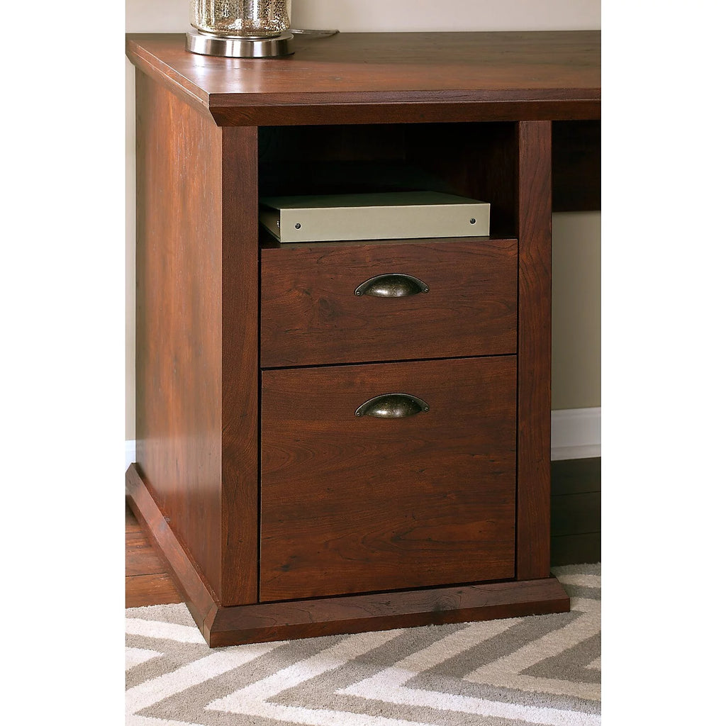 L Desk with Hutch File & Bookcase Antique Cherry Engineered Wood K855031