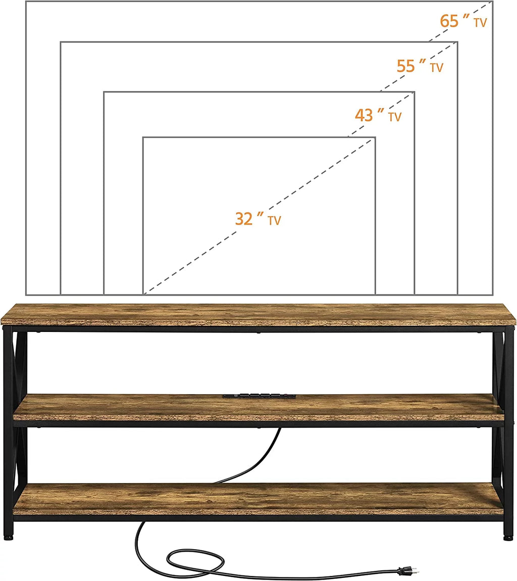 Rustic Brown 65 inch TV Stand with Power Outlets N443772
