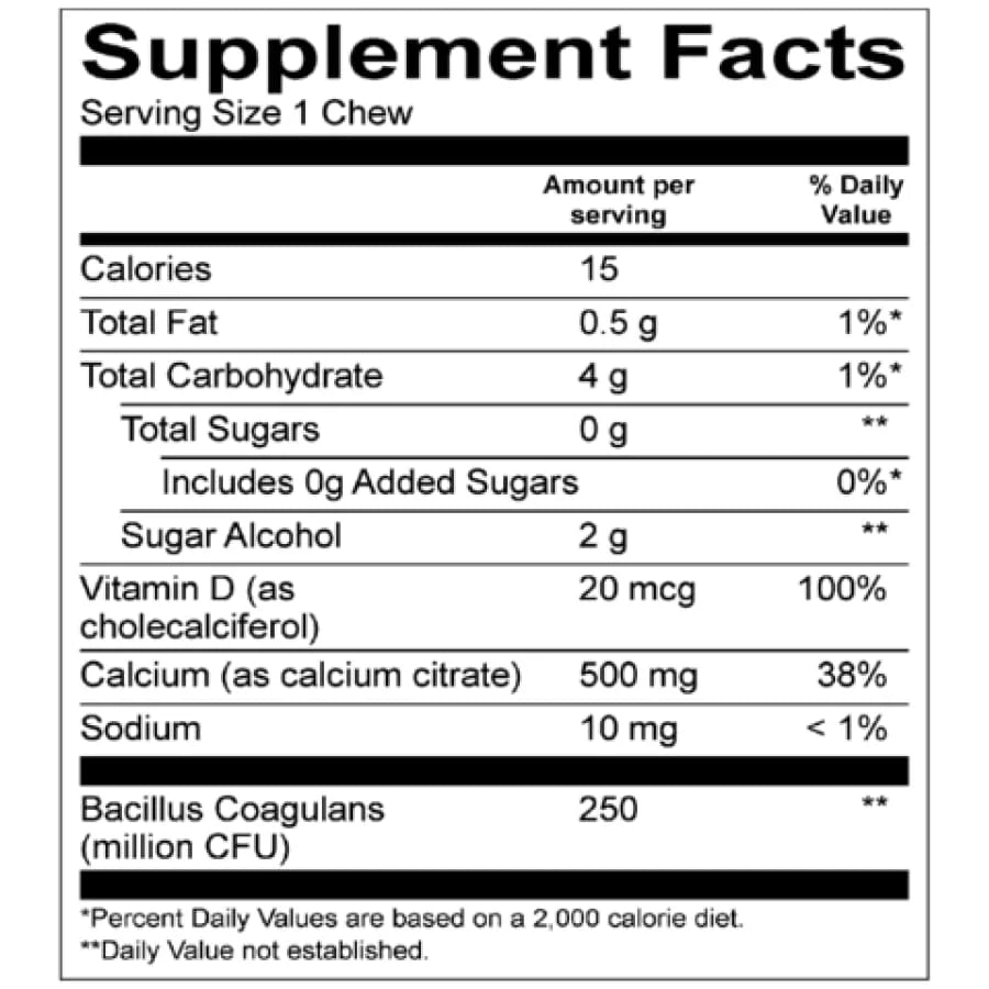 Sugar-Free Calcium Citrate Soft Chews 500mg with Probiotics 90ct I784367
