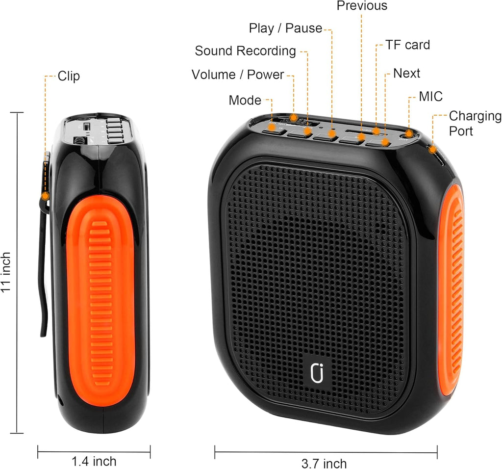 Portable Voice Amplifier with Wireless Microphone Headset and Waistband, Rechargeable PA System, Pack of 2 O32022
