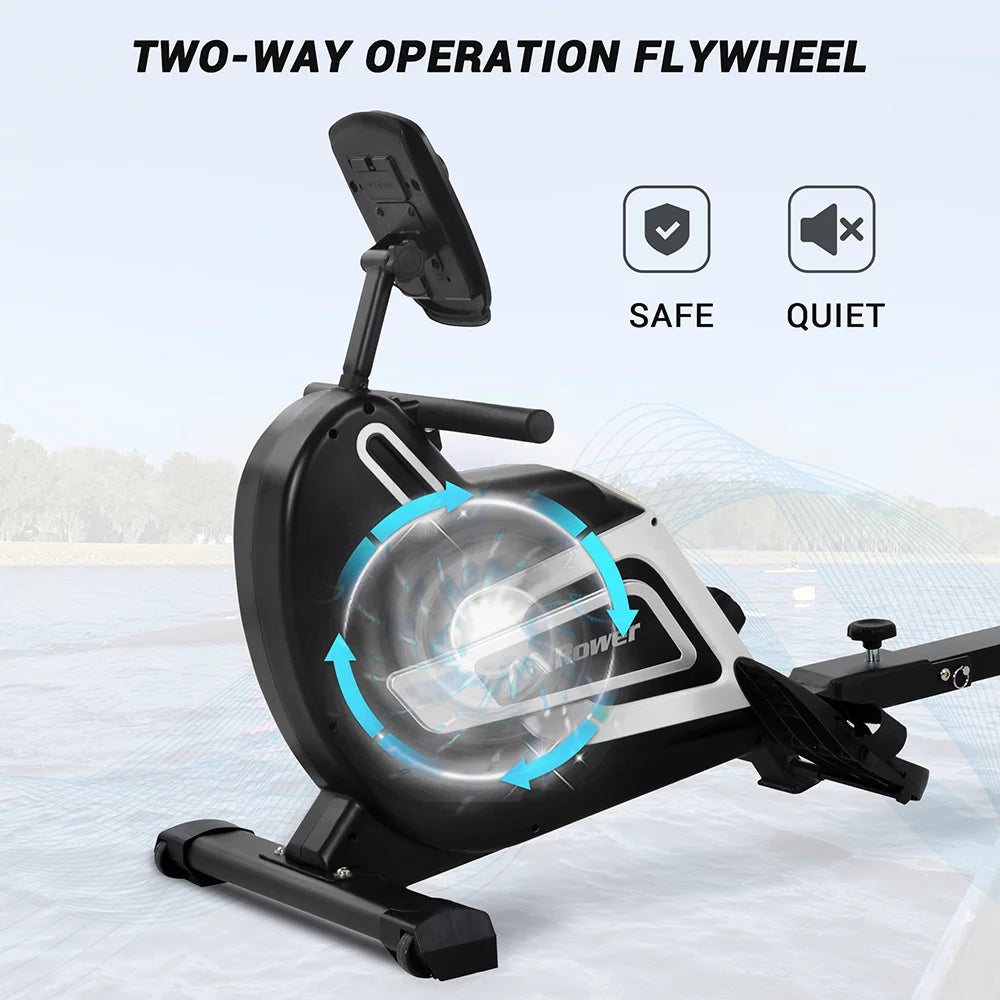 Magnetic Rowing Machine Folding 330lb Weight Capacity Silver Q50467