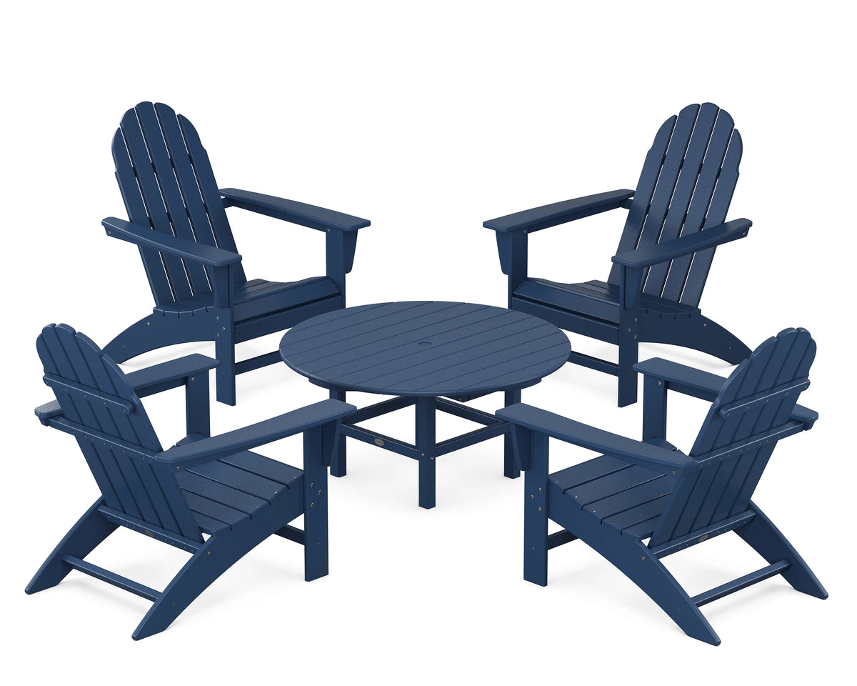 5-Piece Navy Adirondack Chair Conversation Set M191
