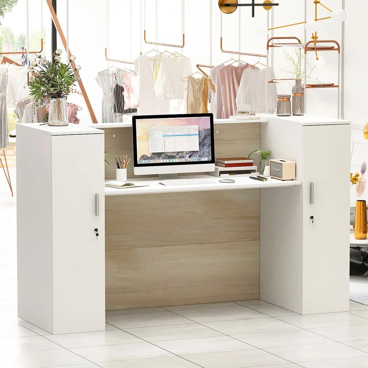 Rectangular Wood Reception Desk J1204