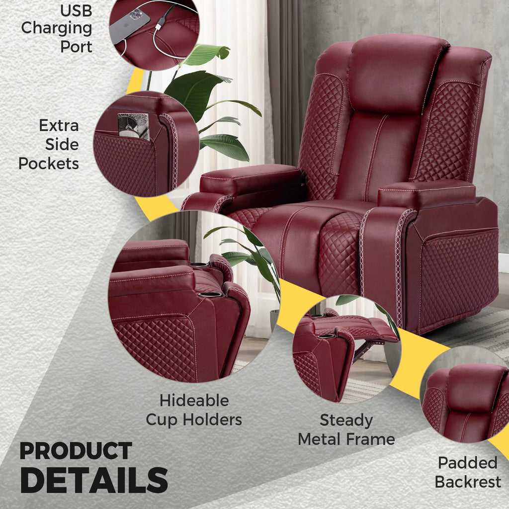 Claret Faux Leather Reclining Chair Set of 2 Z747082