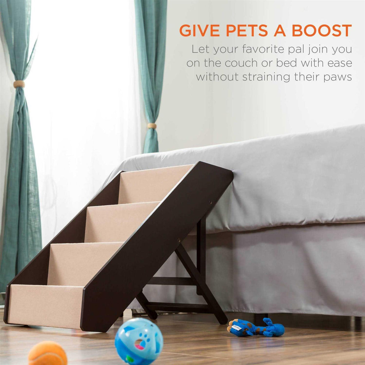 Foldable Adjustable Wooden Pet Stairs F909390