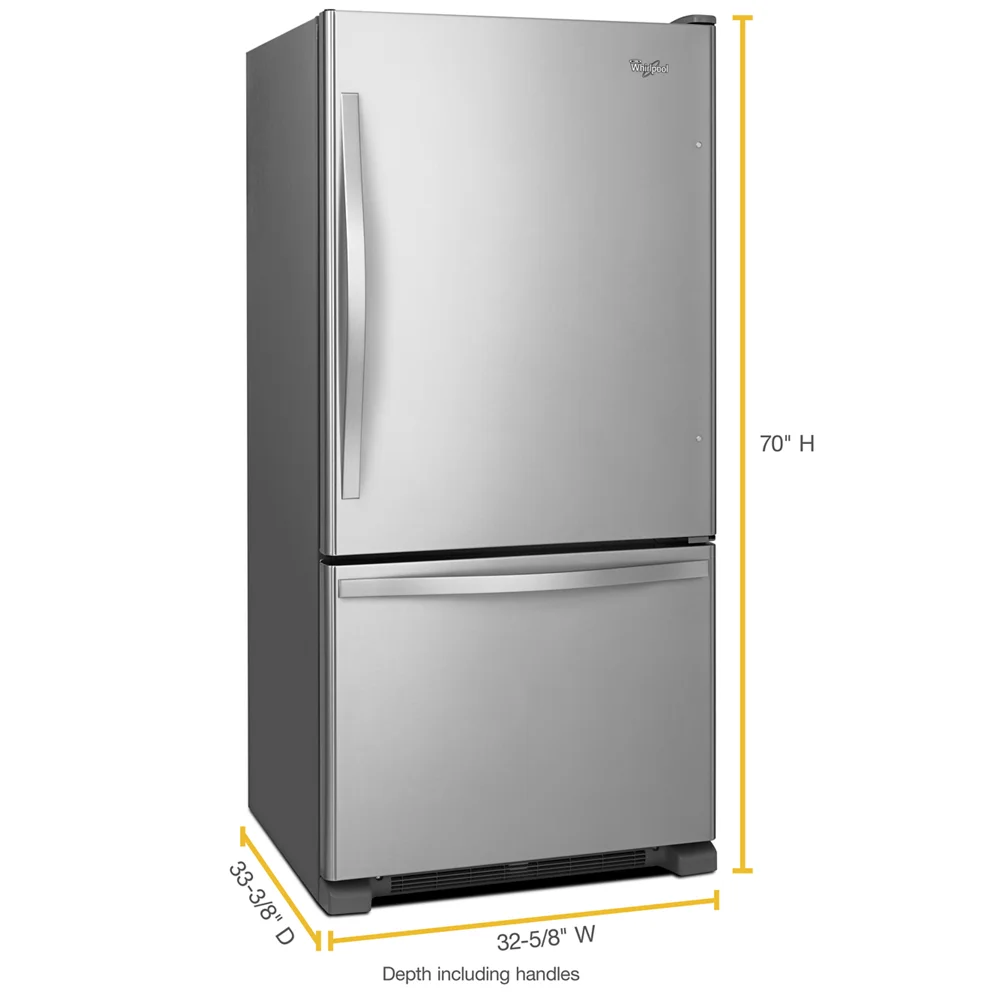 Bottom-Freezer Refrigerator with Glass Shelves 22 Cu. ft W6776