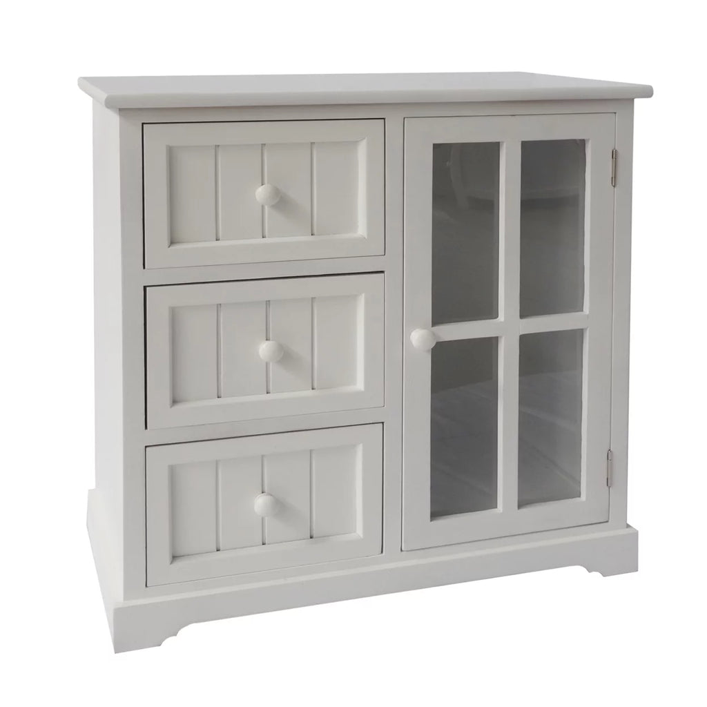 24 Inch White Paulownia Wood Accent Cabinet Z244