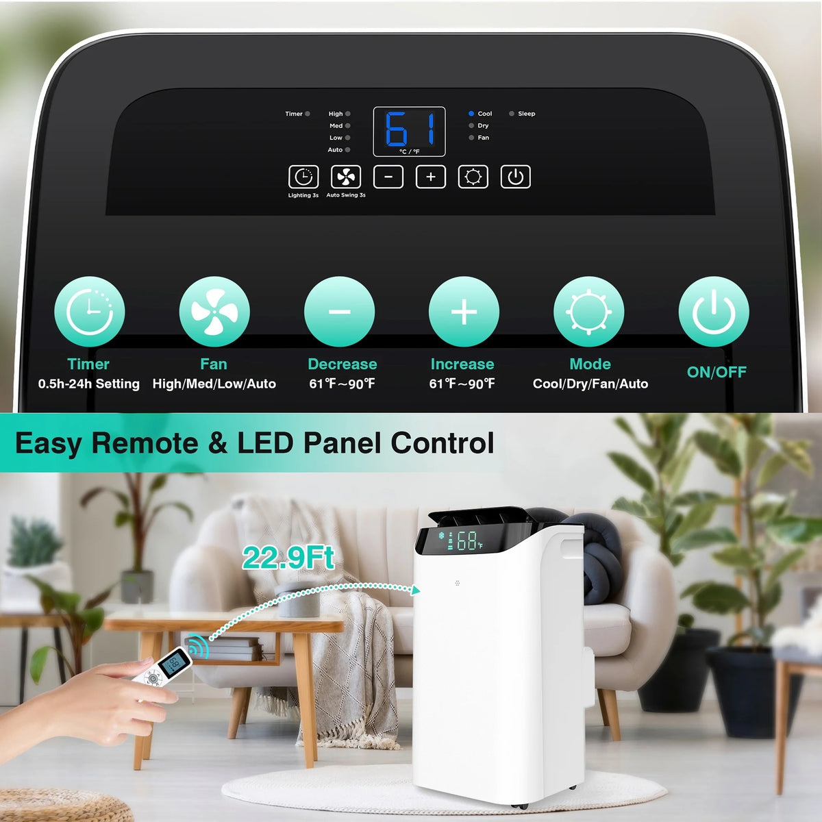 14000 BTU Portable Air Conditioner with Dehumidifier and Cooling Fan Z439919