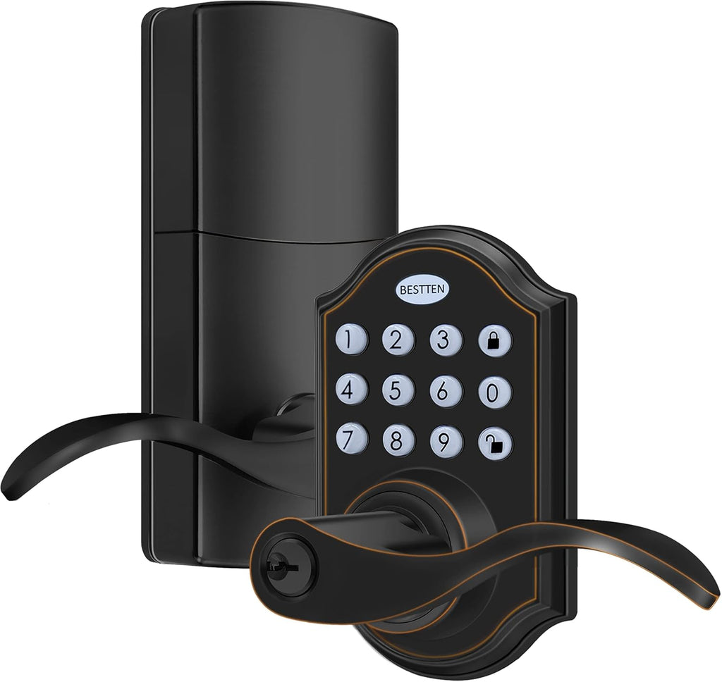 Oil Rubbed Bronze Keyless Entry Door Lock Lever, Pack of 2 Z71292