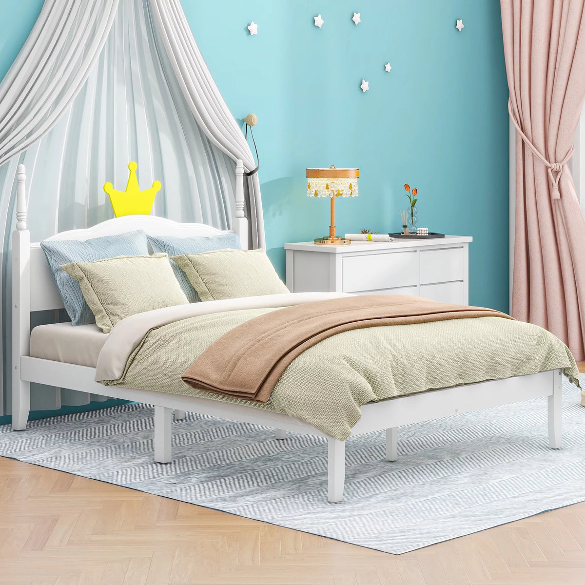 White Wood Full Size Platform Bed X62152