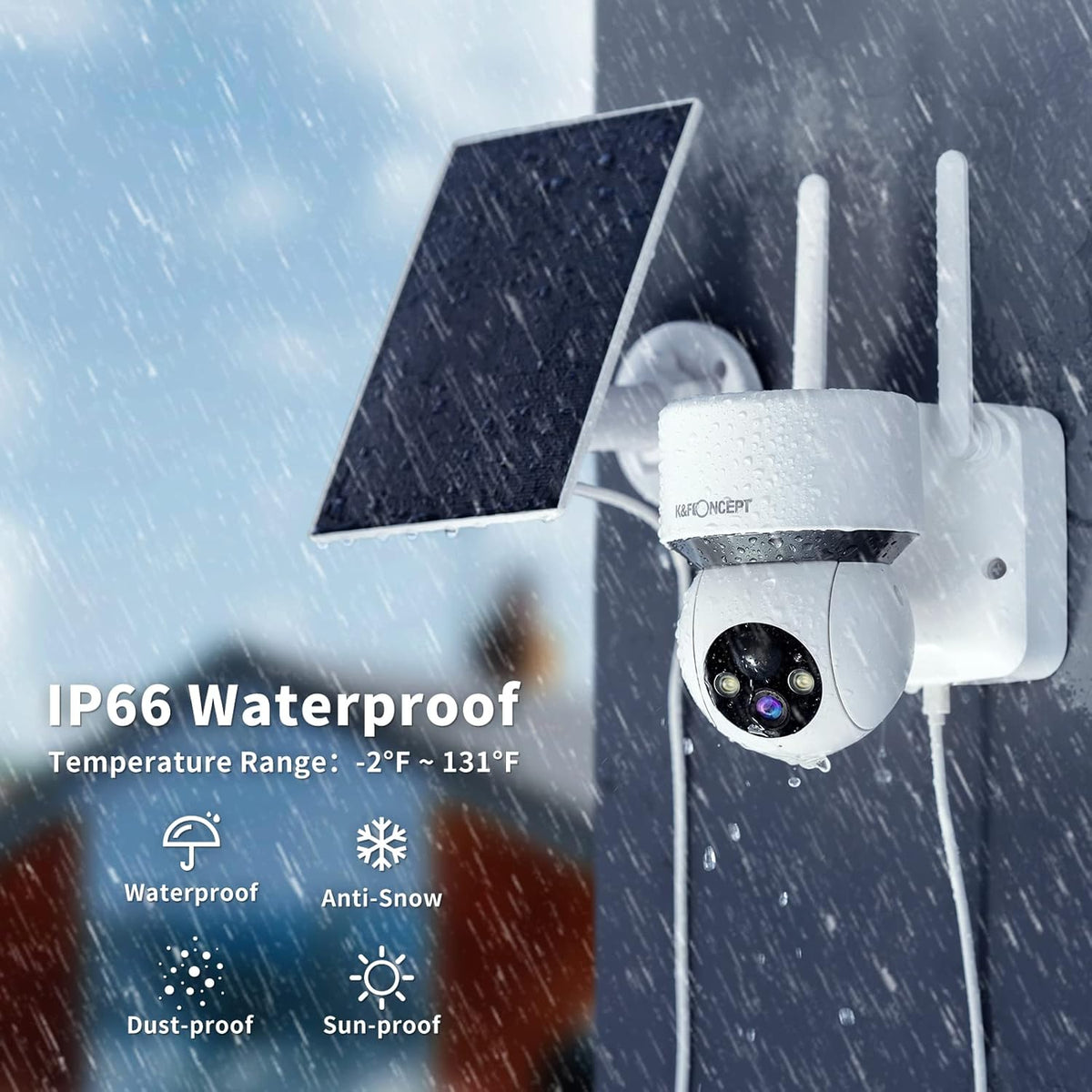 Solar Security Camera Outdoor, 360° PTZ Wireless, 1080P Battery Operated, Color Night Vision, PIR Motion Detection, 2 Way Audio, IP65 Y473