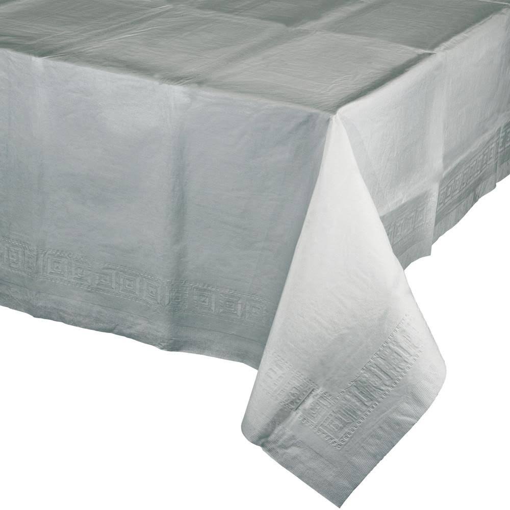 Shimmering Silver Solid Tissue/Poly Tablecover 54 x 108 (Case of 24) E336