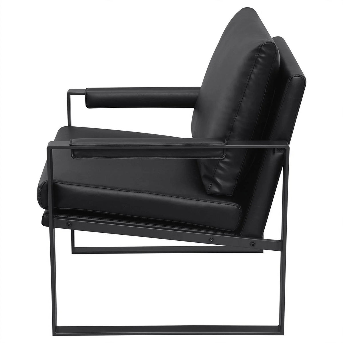 Black Faux Leather Accent Chair with Track Arms D231