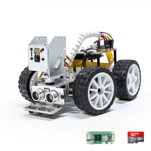 AI Video Robot Car Kit for Raspberry Pi 5/4/3B+/3B with Camera, Mic, Rechargeable Battery U887684