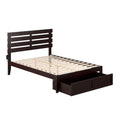 Espresso Wood Full Bed with Foot Drawer U3524