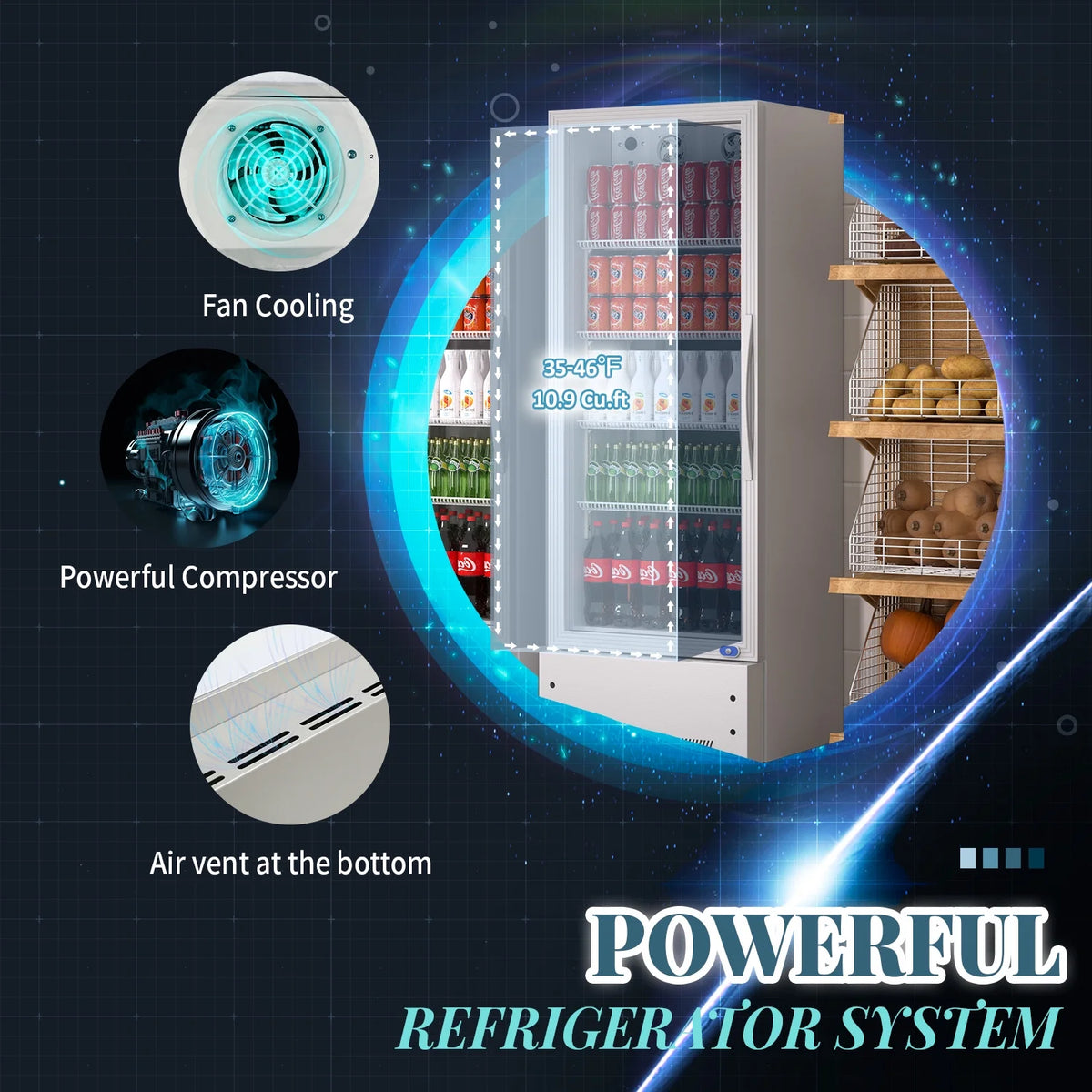 11 Cu.Ft Commercial Beverage Refrigerator with Lock and Wheels F128136
