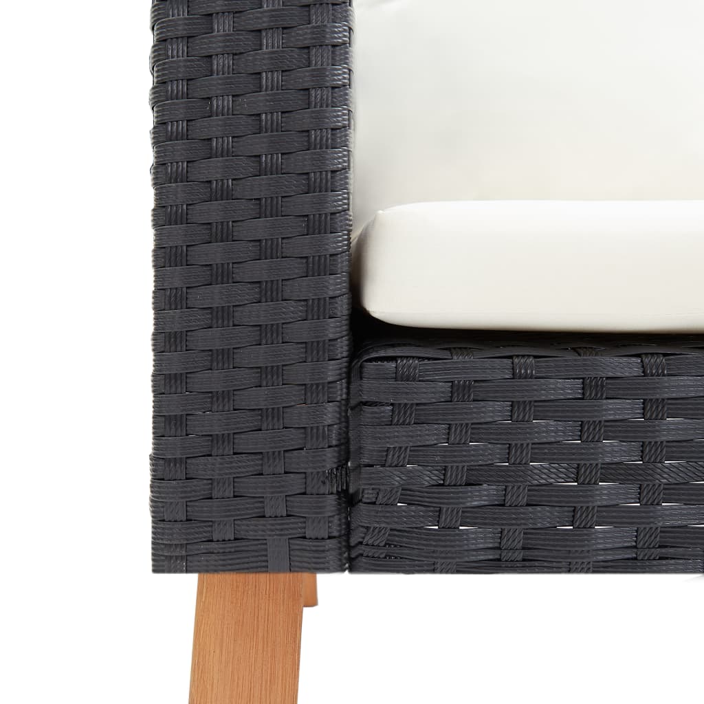 Single Patio Sofa with Cushions Poly Rattan Black L2880