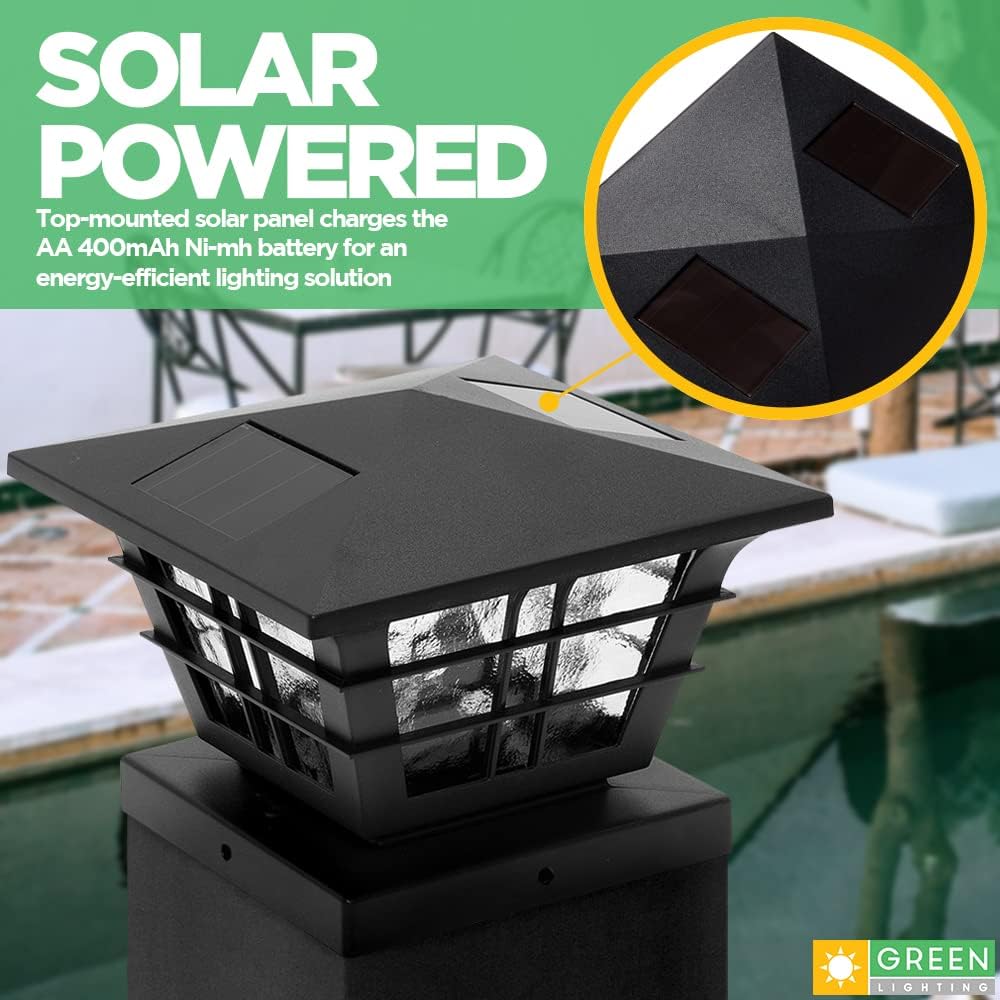 12 Pack Black Solar Powered Post Cap Light A449