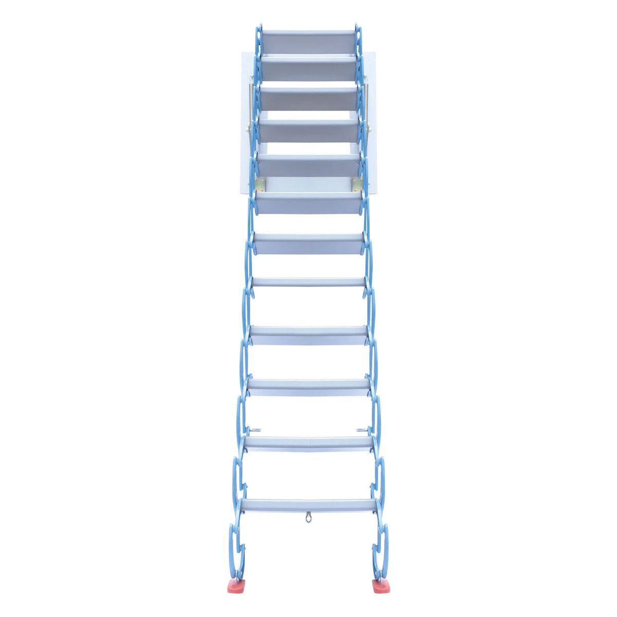 Telescopic Pulldown Attic Ladder with Armrests, 12-Steps Wall-Mounted Retractable Folding Stairs U67547