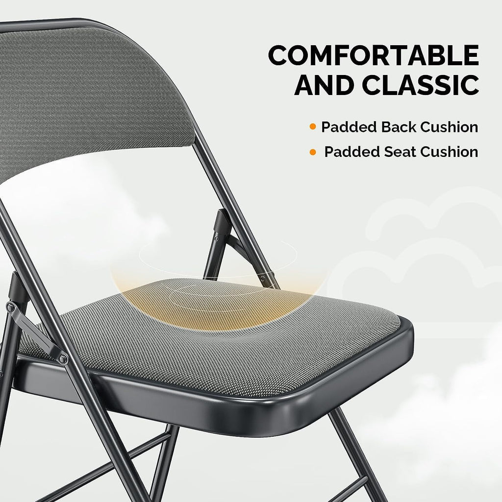 Black Set of 4 Padded Folding Chairs F446