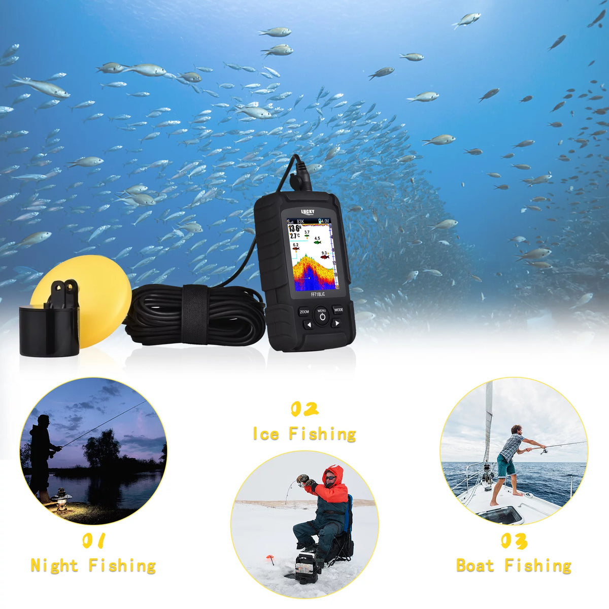 Portable Handheld Fish Depth Finder Sonar Transducer B190233
