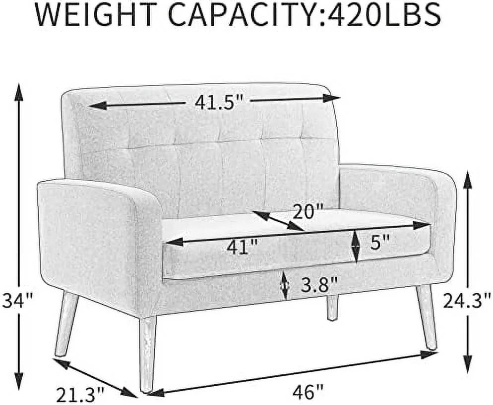 50'' Modern Fabric Loveseat Sofa Grey F382240