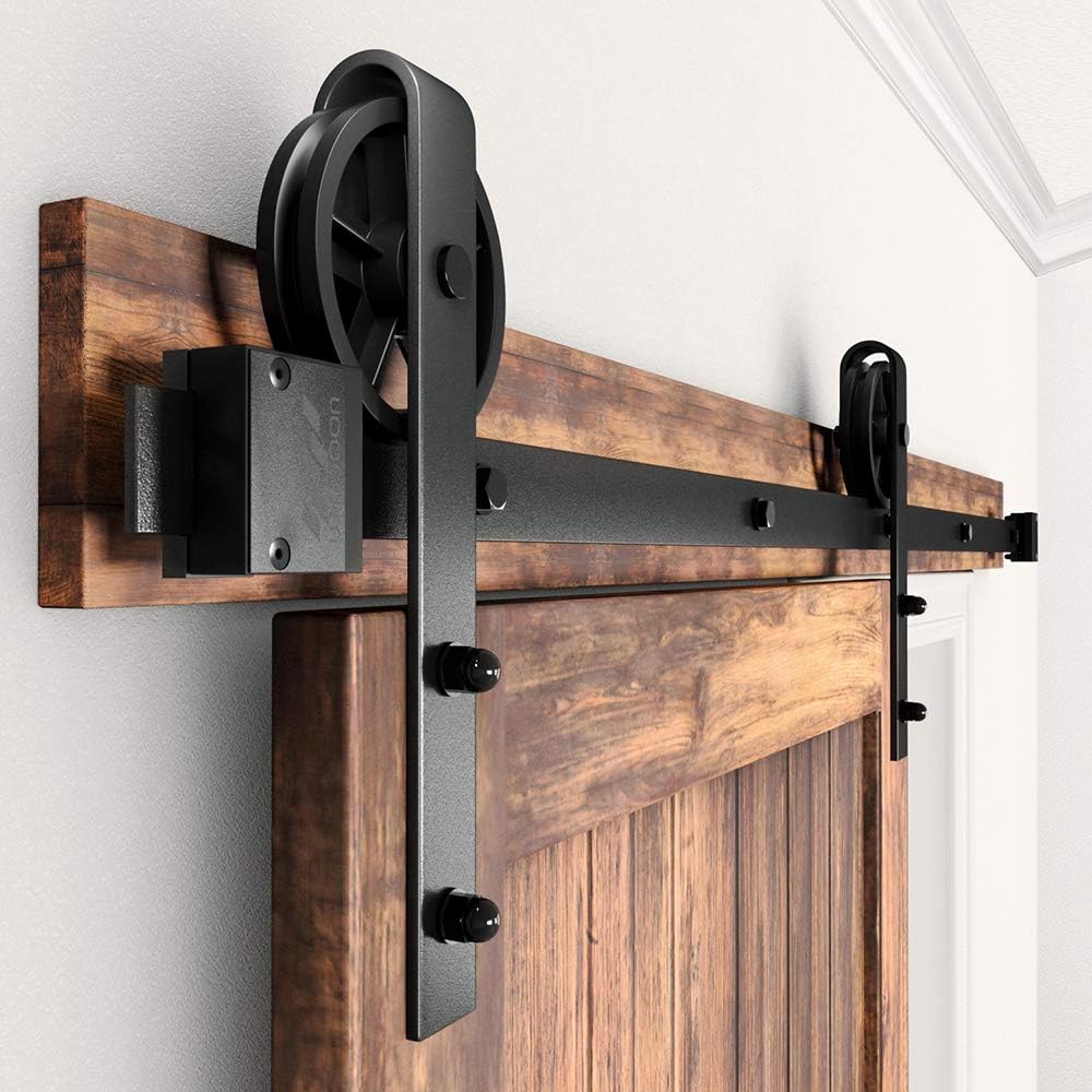 6FT Black Carbon Steel Sliding Barn Door Hardware Kit H872879