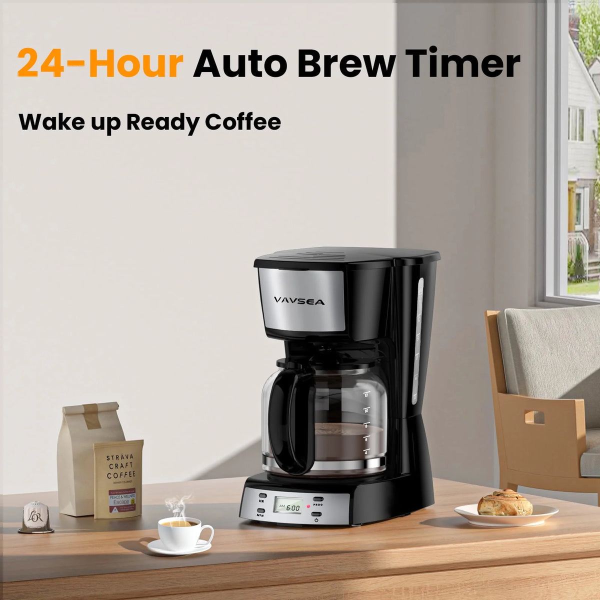 12 Cup Programmable Drip Coffee Maker with Glass Carafe T151734